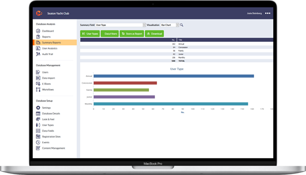 View summary reports with charts from your data using MemberReference