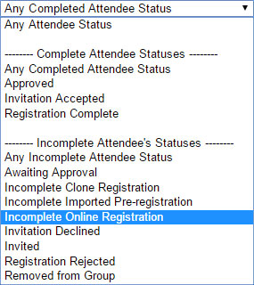 View incomplete registrations